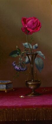 Red Rose and Heliotrope in a Vase (Requited and Unrequited Love)