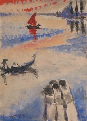 Red Sailing Ship and Gondola