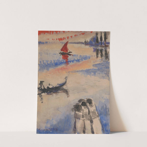 Red Sailing Ship and Gondola by Jules Schmalzigaug