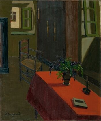 Red Table With Wisteria