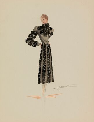 Redingote gris foncé avec bandes d’astrakan noir (1938)