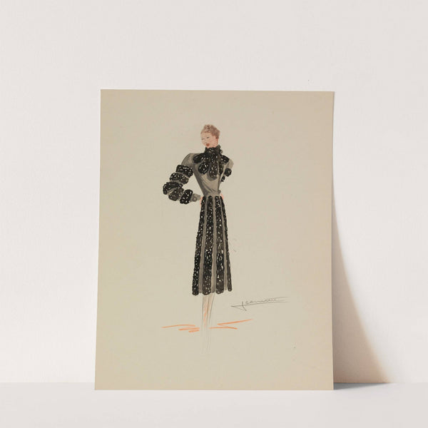 Redingote gris foncé avec bandes d&#8217;astrakan noir (1938) by Jeannette