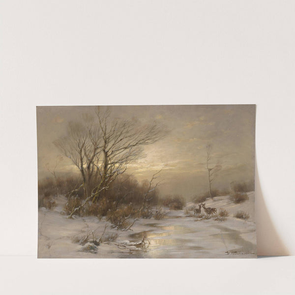 Rehe in Winterlandschaft by Désiré Thomassin