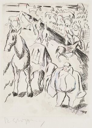 Reitgelände mit Pferden und Personen (1910-1912)