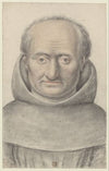 Religieux portant un vêtement monastique, robe de bure et capuce