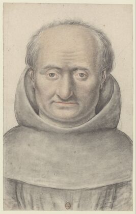Religieux portant un vêtement monastique, robe de bure et capuce
