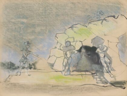 Renaud et Armide – maquette de décor – grotte avec quatre personnages (1943) — size preview