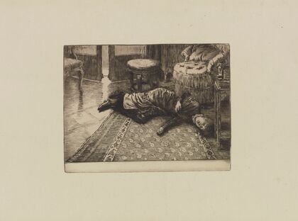 Renée fainting after hearing of her brother’s death in duel (1882)