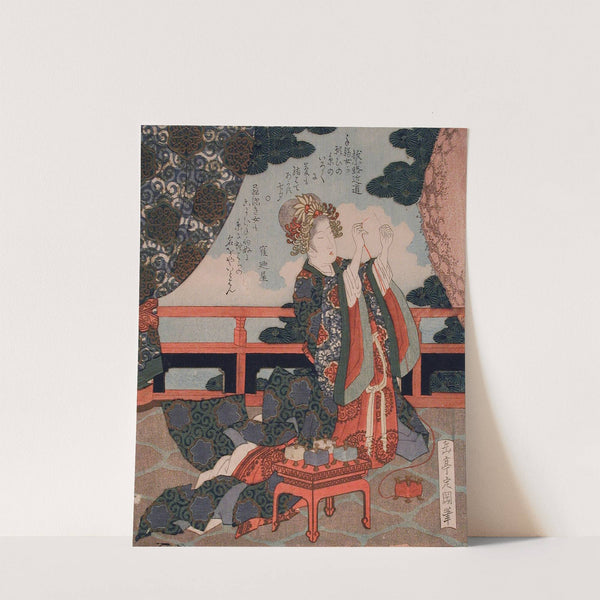 Representing the Tanabata Festival; Weaver Princess Threading a Needle by Yashima Gakutei