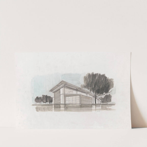 Residence, Houston, Texas, Perspective projection by Victor Alfred Lundy