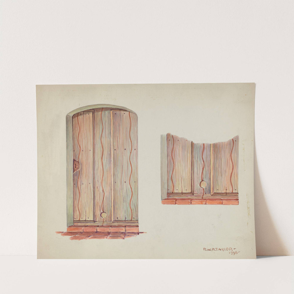 Restoration Drawing - Wall Decoration over Doorway, Facade of Mission House by Robert W.R. Taylor