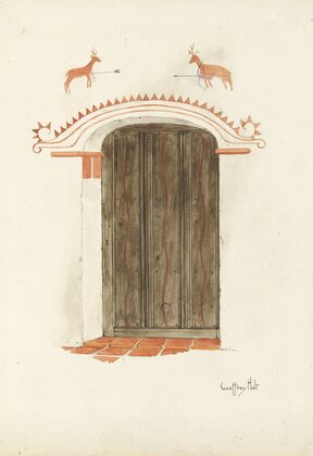Restoration Drawing – Wall Decoration Over Doorway, Facade of Mission-House