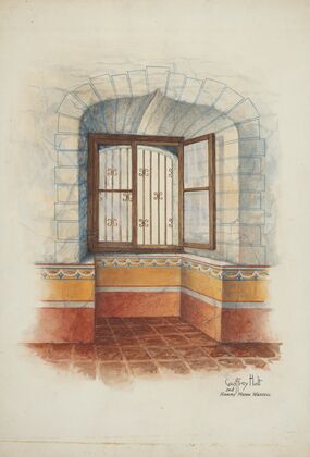 Restoration Drawing – Wall Painting Around Window, with Grille