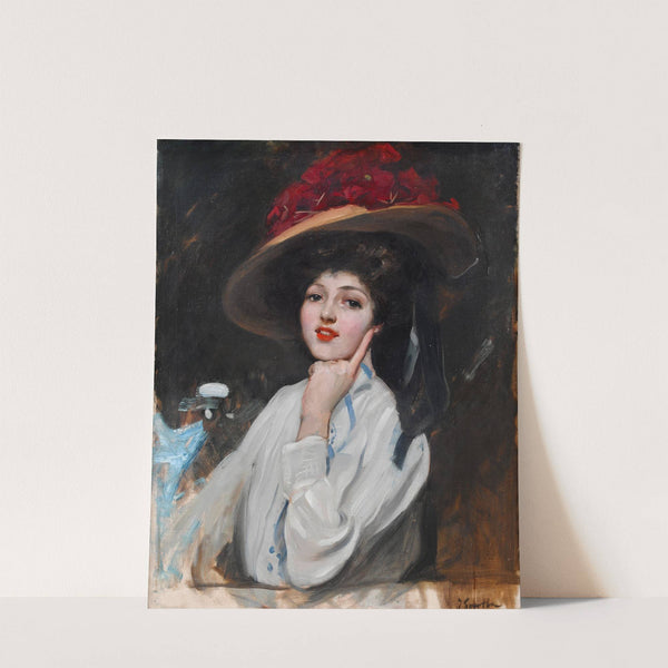 Retrato De Una Joven En Un Sombrero, Cree Que Raquel Meller by Joaquín Sorolla