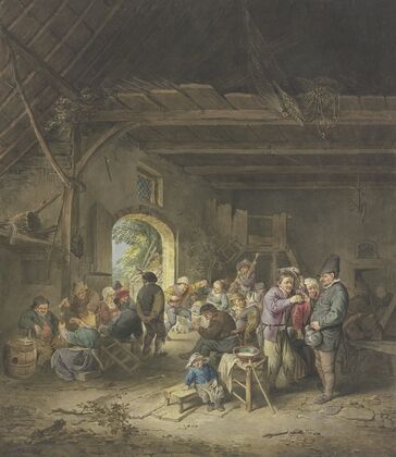Revelling Peasants in a Barn