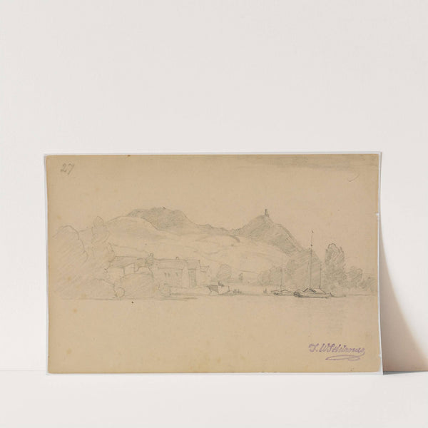 Rheinlandschaft mit Häusern und Kähnen, fol. 27 by Johann Wilhelm Schirmer