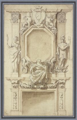 Richly ornamented fireplace