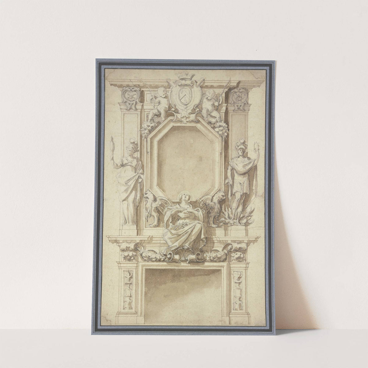 Richly ornamented fireplace by Jacques Callot