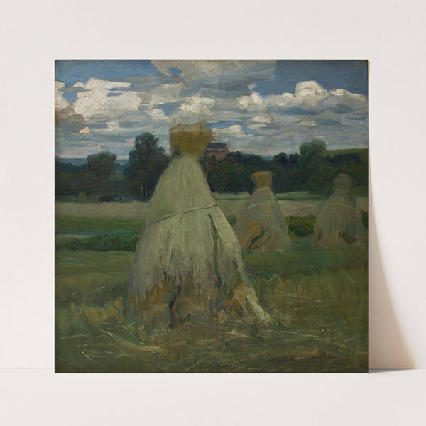 Ricks of Corn in a Landscape by Stanisław Kamocki