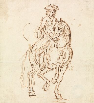 Rider in a Tricorn Hat, Horse Walking towards Front