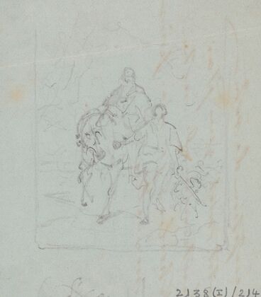 Rider on Horseback and Figure Leading the Horse