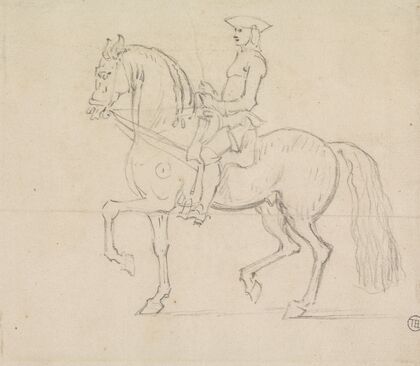 Rider With a Draw-Rein, Walking to Left