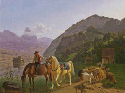 Rider With Two Horses And Herd (1809)