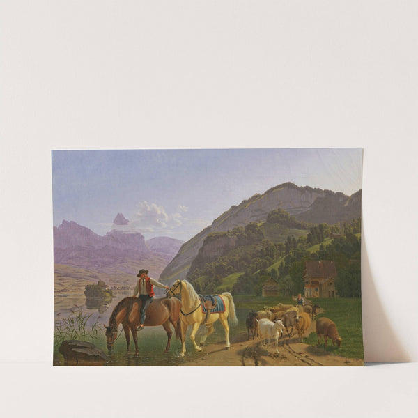 Rider With Two Horses And Herd (1809) by Johann Jakob Biedermann