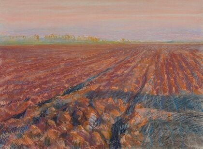 Ridge at sunset (Ploughed field at sunset) (1913)