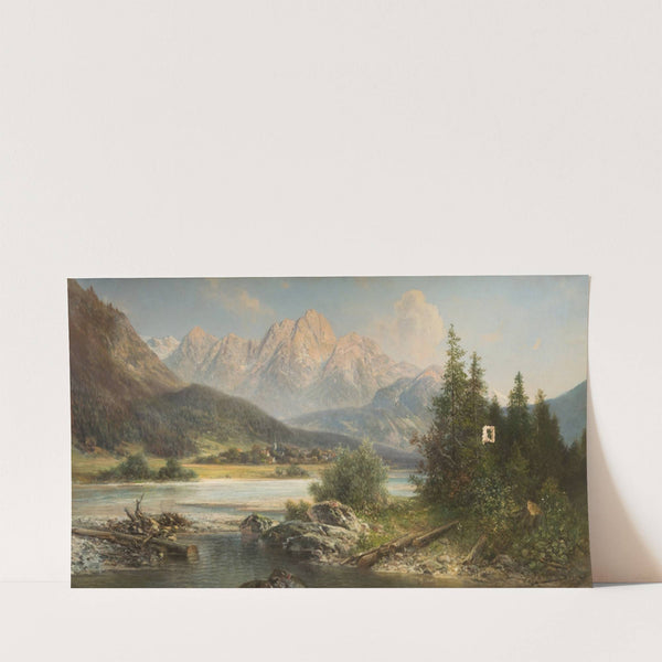 River landscape at the foot of the Alps by Alfred Karl Julius Von Schönberger