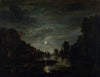 River Landscape in Moonlight