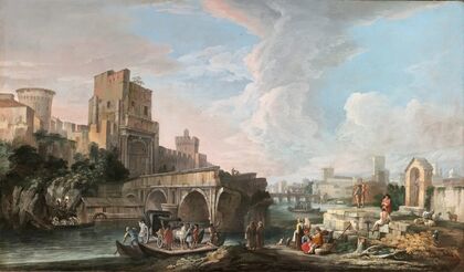 River Landscape With A Capriccio View Of The Ponte Rotto, Rome