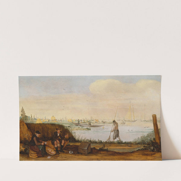 River Landscape with Boats and Fishermen