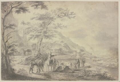 River landscape with figures