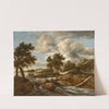 River landscape with figures on the banks of a torrent, a shepherd beyond by Jacob van Ruisdael