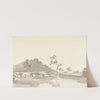 River Scene with a Fort on a hill in the middle distance by Samuel Davis