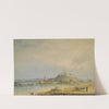 River Scene with Town, Castle on Hill and Laboring Peasants by Anonymous