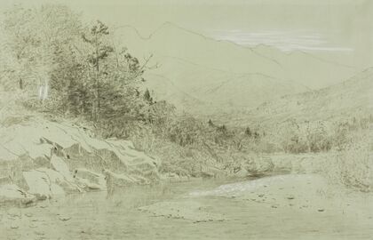 River Stream with Mountains in the Distance