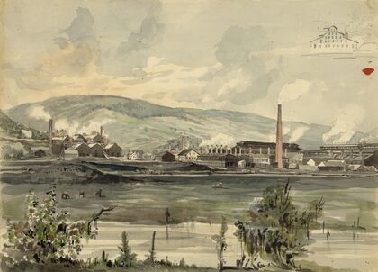 River view with factory (1857)
