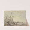 Riverbank with windmill by Jacob van Strij