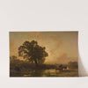 Riverside landscape at sunset by Charles Hoguet
