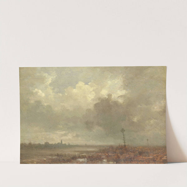 Riviergezicht bij avond by Adolphe Mouilleron