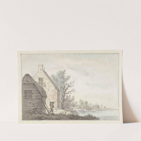 Rivierlandschap met enige woningen by G. van Bosvelt