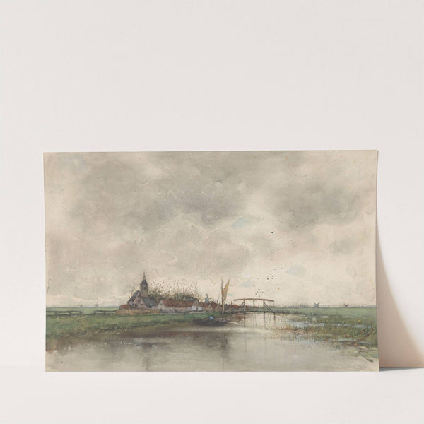 Rivierlandschap met gezicht op een dorp by Fredericus Jacobus van Rossum du Chattel