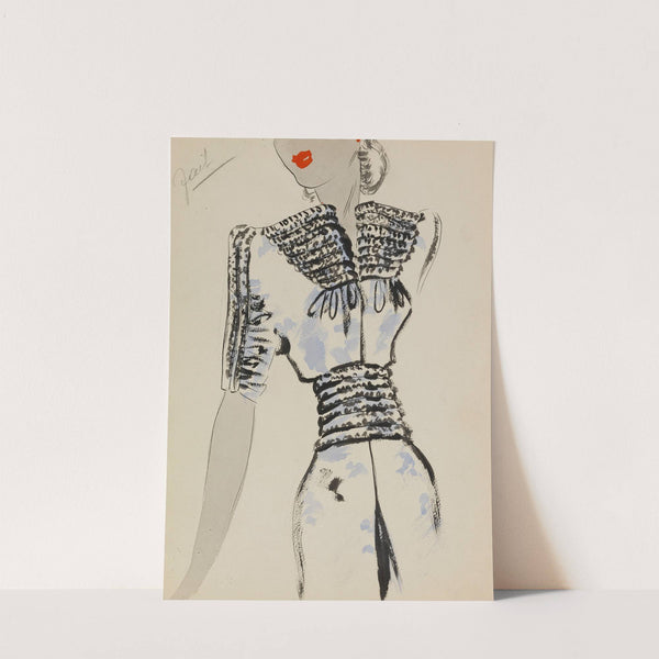 Robe à la ligne mince avec application de fourrure sur ceinture, col et manches (1938) by M. P. Leven