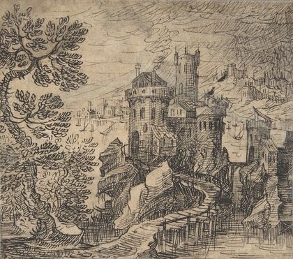 Rocky Landscape with a Castle and Bridge