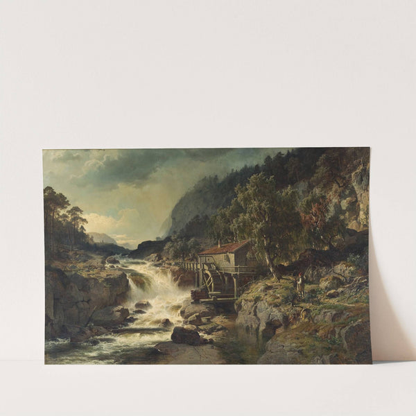Rocky Landscape with Waterfall and Watermill, Småland by Edvard Bergh
