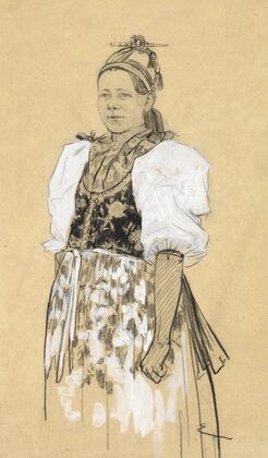 Romanian woman in national costume (1900)