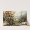 Romantic Winter Landscape With Ice Skaters By A Castle by Albert Bredow