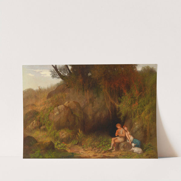 Romantische Szene mit Hirtenpaar by Georg Kugler